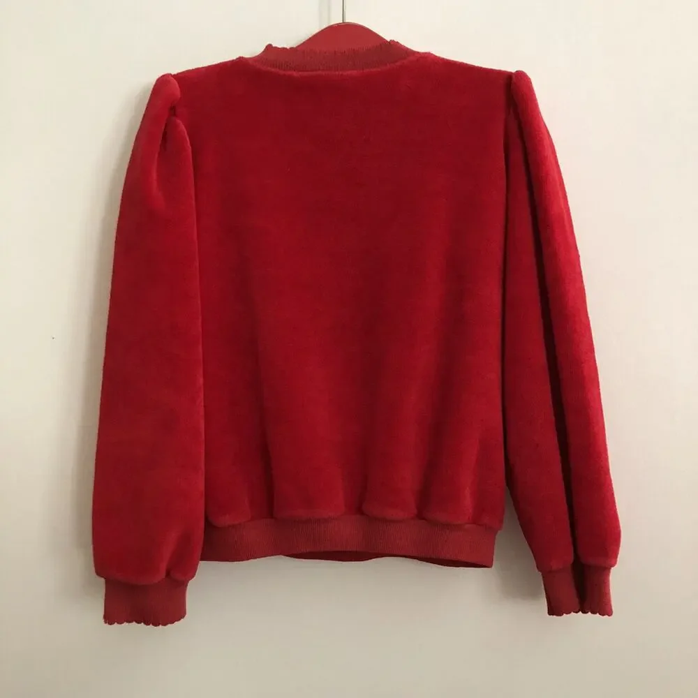 Vintage Red Terry Heart Sweatshirt